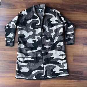 NEW‎ NINE WEST Womens Open Cardigan Sweater Camouflage Long Sleeve Size 0X
